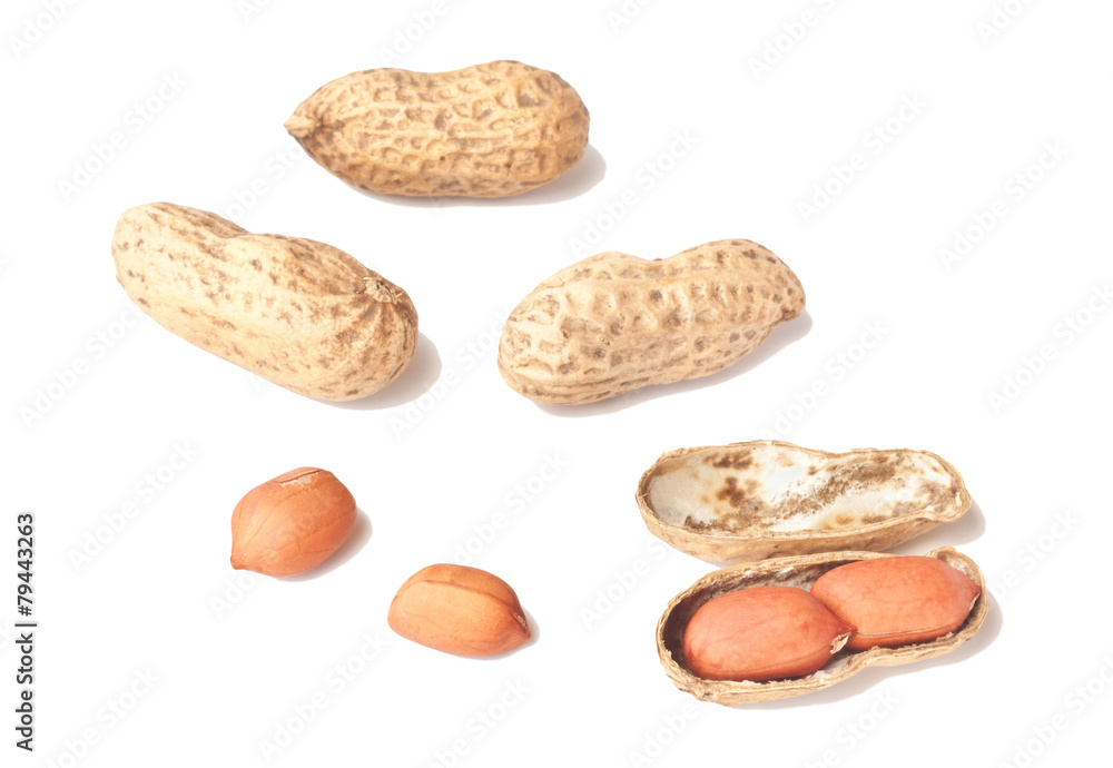 Peanuts isolated on white background Peanuts isolated on white background