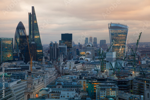 LONDON  UK - AUGUST 9  2014. London s panorama in sun set