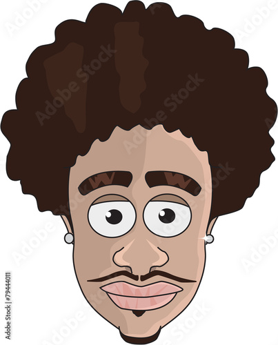 Black man head vector cartoon icon