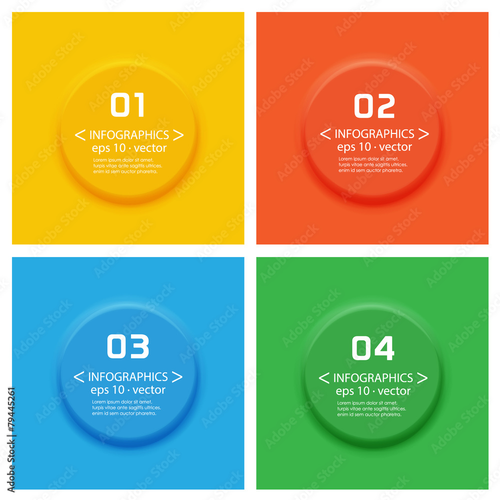 Fototapeta premium Abstract Vector color 3D button set