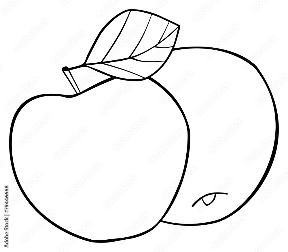 Delightful garden - Set of two round apples with a leaf Delightful garden - Set of two round apples with a leaf