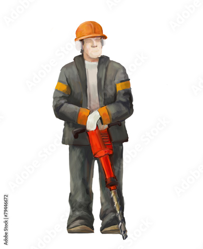 Jackhammer worker illustration