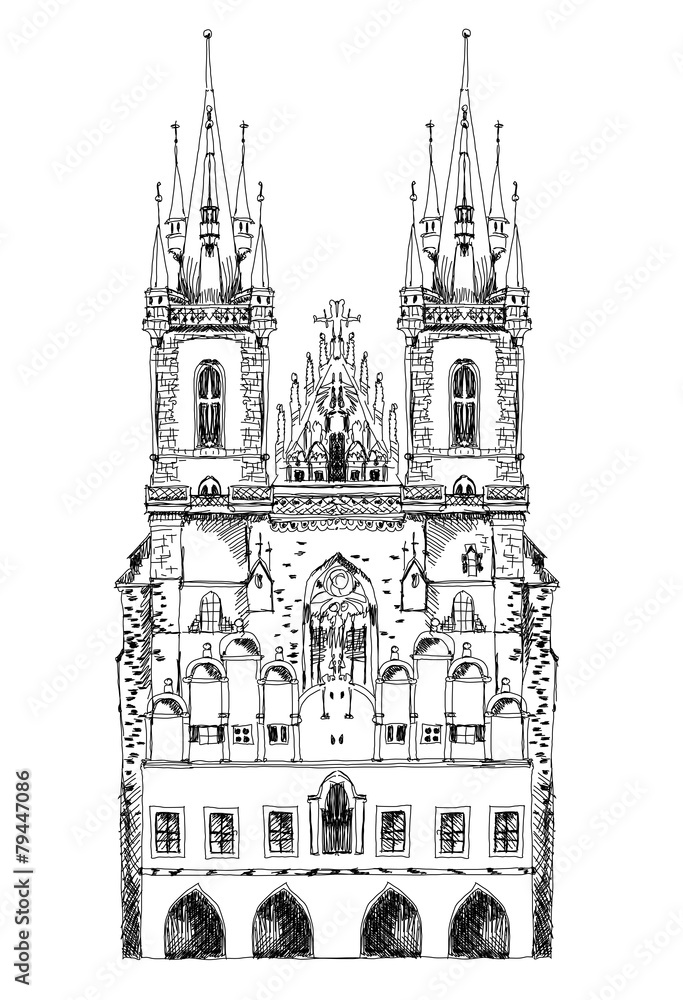 Prague cathedral, sketch collection