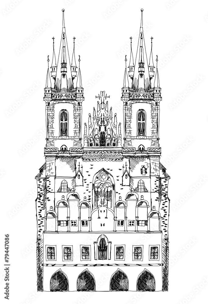 Fototapeta premium Prague cathedral, sketch collection