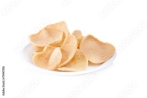 Thai crisp rice on white background