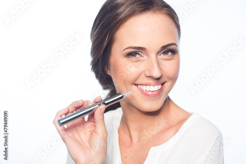 Young woman portrait with e-cigarette