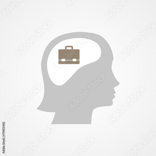 Female head and briefcase