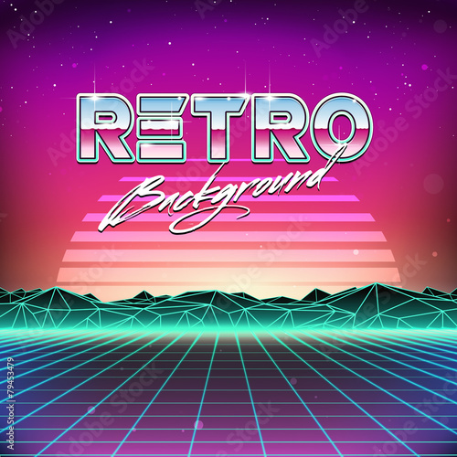 80s Retro Futurism Sci-Fi Background