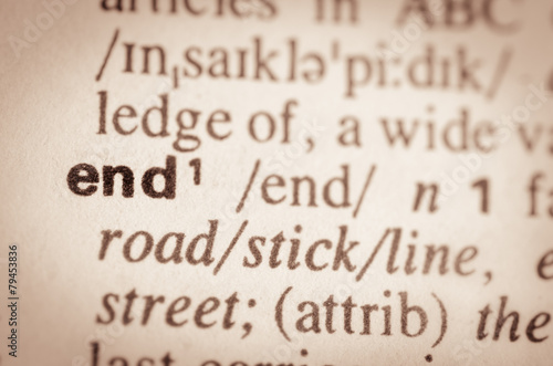 Dictionary definition of word end