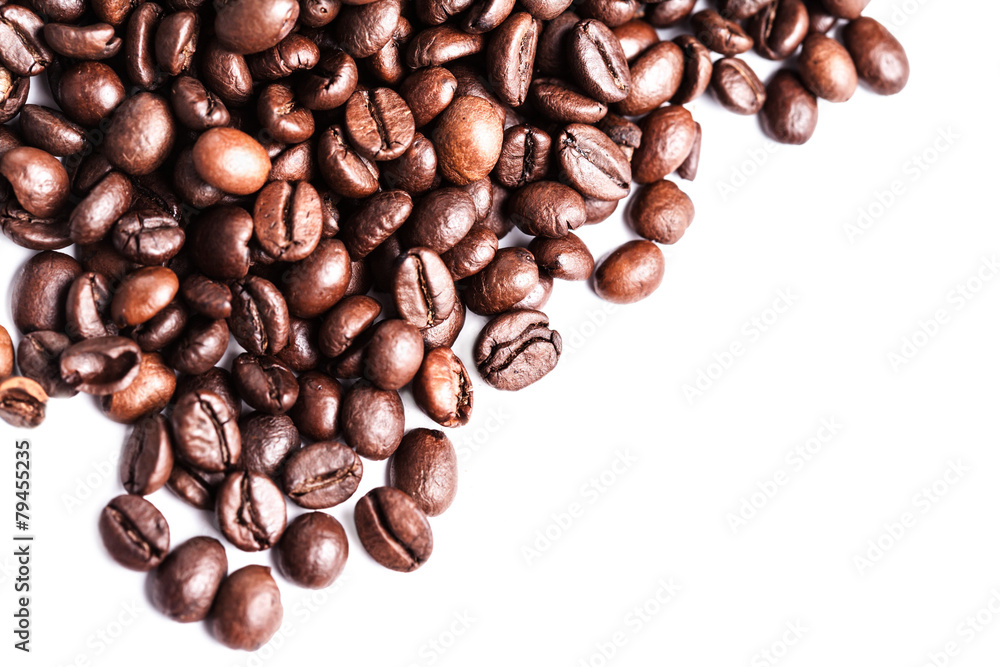 Brown coffee beans Isolated On White Background. Roasted coffee Brown coffee beans Isolated On White Background. Roasted coffee