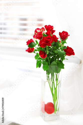 Wallpaper Mural Bouquet of red roses in glass vase with heart Torontodigital.ca