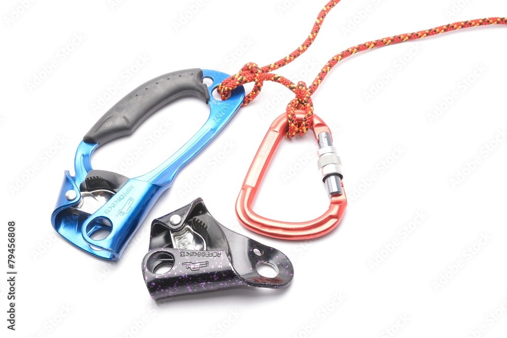 the croll chest ascender isolated on white. Climbing tool. the croll chest ascender isolated on white. Climbing tool.