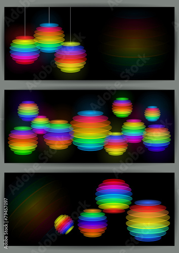 Banners with colorful transparent spheres