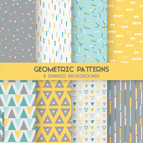 8 Seamless Geometric Patterns - Texture for wallpaper