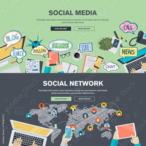 Flat design concepts for social media and social network