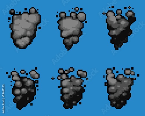 Pixel Art Video Game Smoke Animation Vector Frames