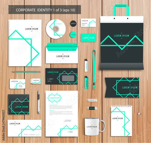 Vector artistic corporate identity template with color elements