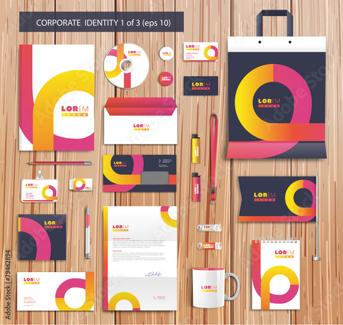 Vector artistic corporate identity template with color elements