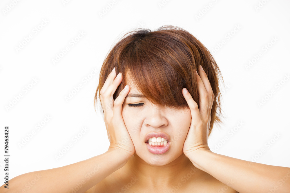 Closeup angry young woman and yelling screaming Closeup angry young woman and yelling screaming