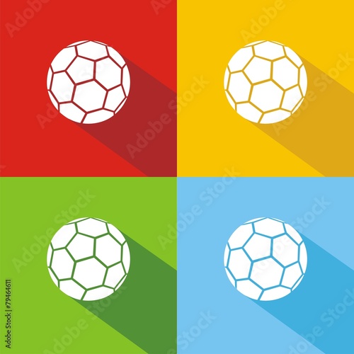 Iconos balón fútbol colores sombra