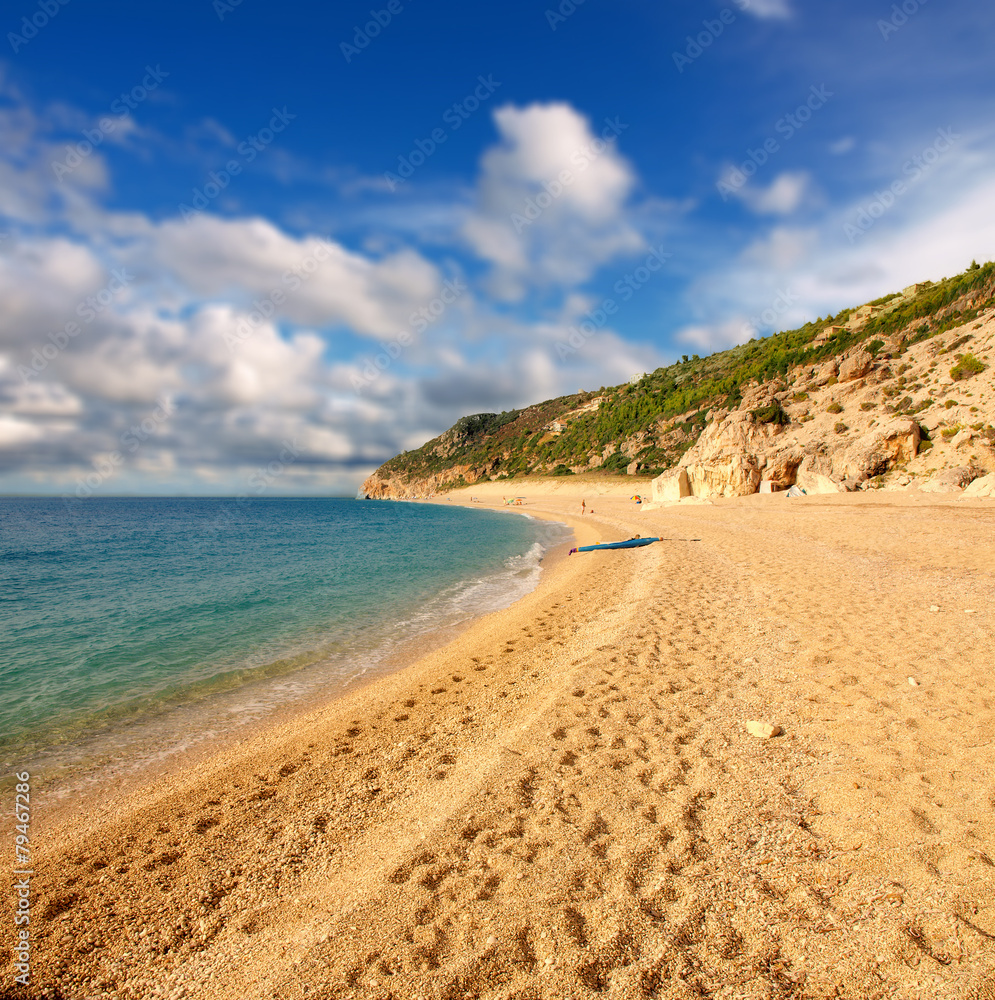The beautiful beach of Milos on the Lefkada island, in Greece
