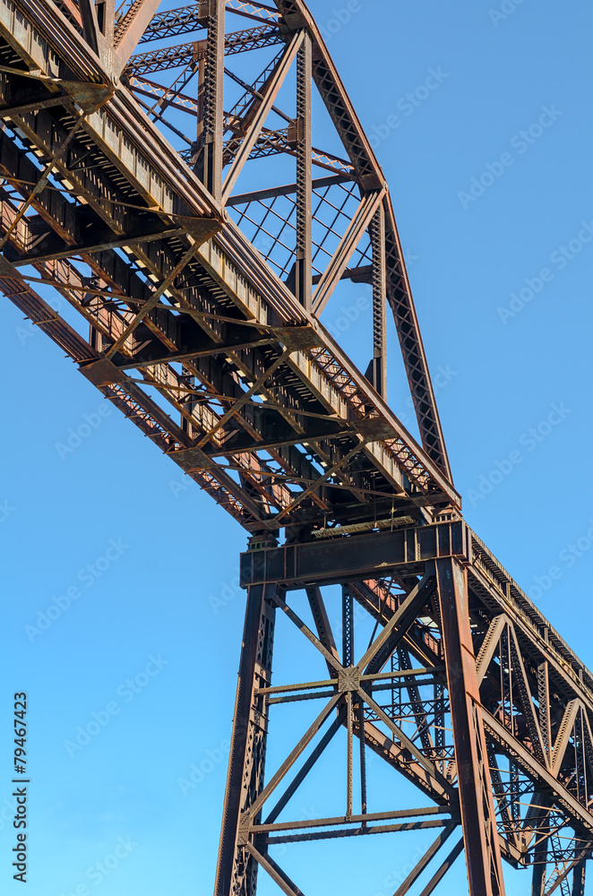 Fototapeta premium Steel Girder Railroad Bridge with Blue Sky.