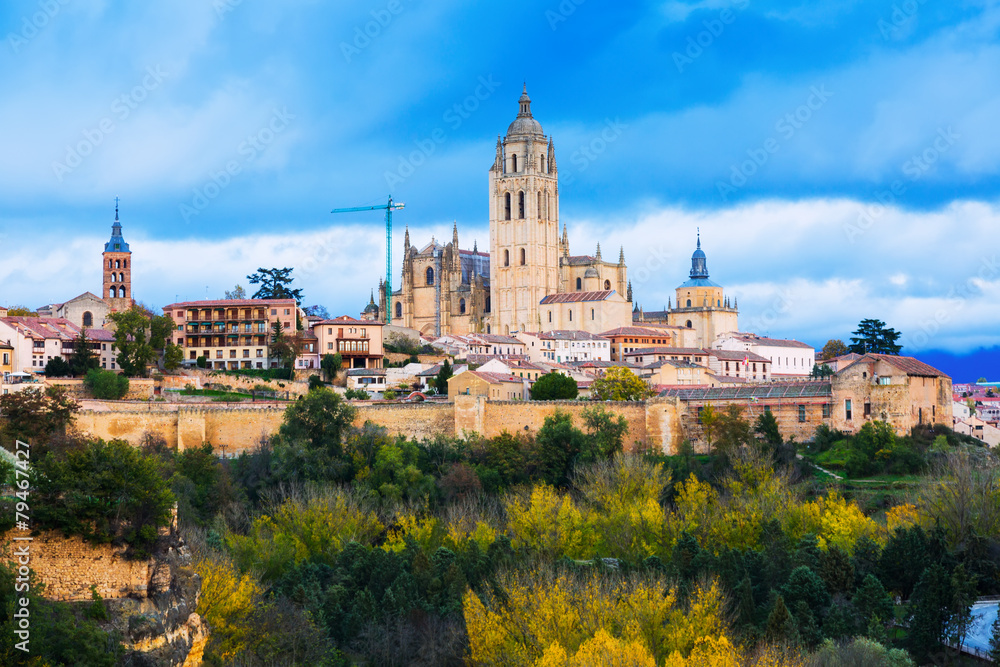  Segovia Cathedral in  cloudy day. Spain