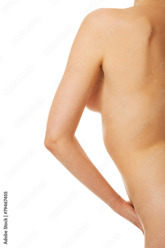 Fototapeta premium Cut out back view nude woman with hand on hip