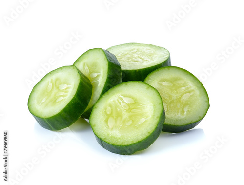 Cucumber slices isolated over white background