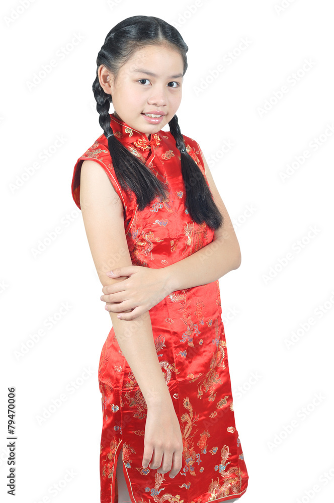 Asia female teenager actions isolated on white background, Chine Asia female teenager actions isolated on white background, Chine