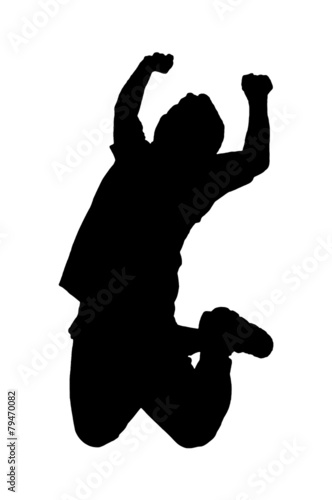 Asia man pose silhouette actions  in studio isolated on white ba