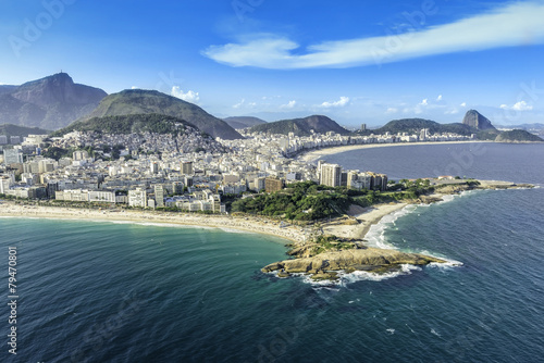 Aerial view of the Copacabana Beach in Rio de Janeiro, Brazil photo