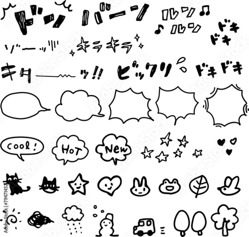手書きの効果音やフキダシ