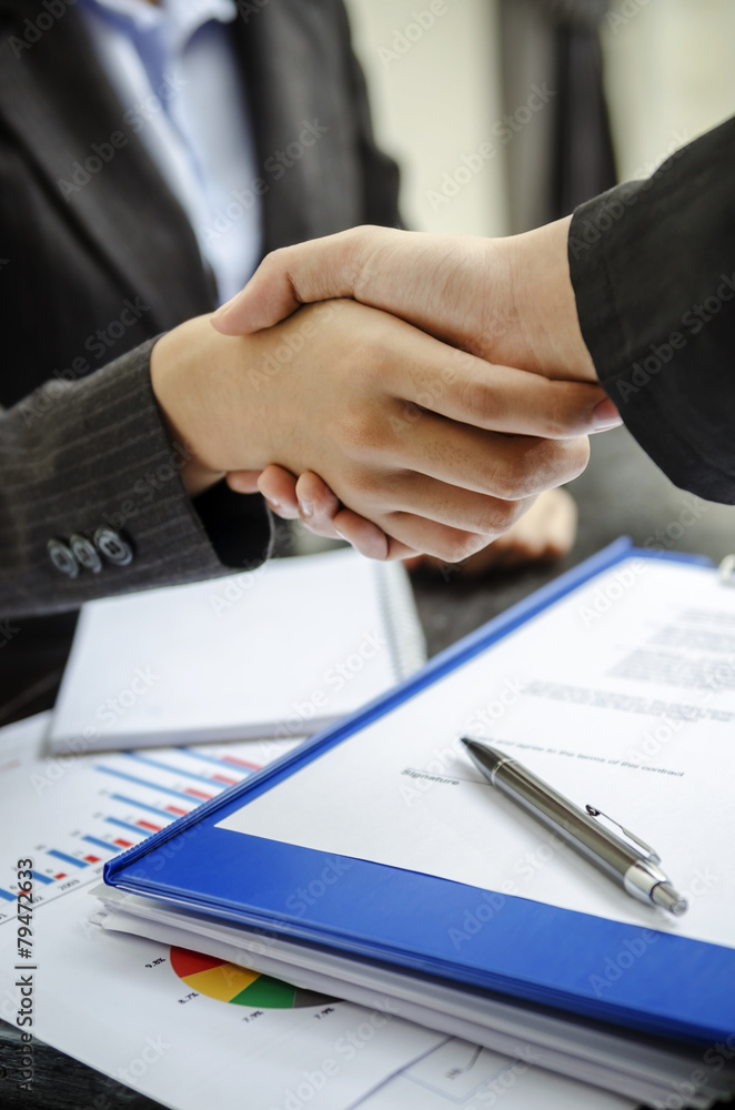 Closeup of business people shaking hand Closeup of business people shaking hand