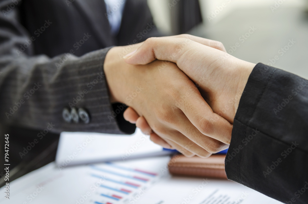 Obraz premium Two business people shaking hands