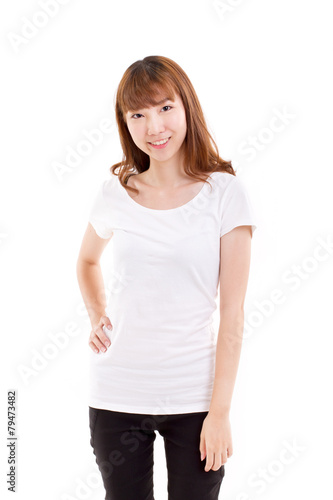 portrait of smiling, happy, confident woman in casual attire, wh © 9nong