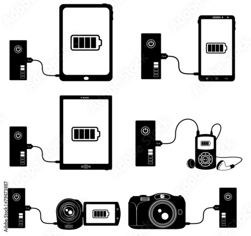power bank battery bw icon
