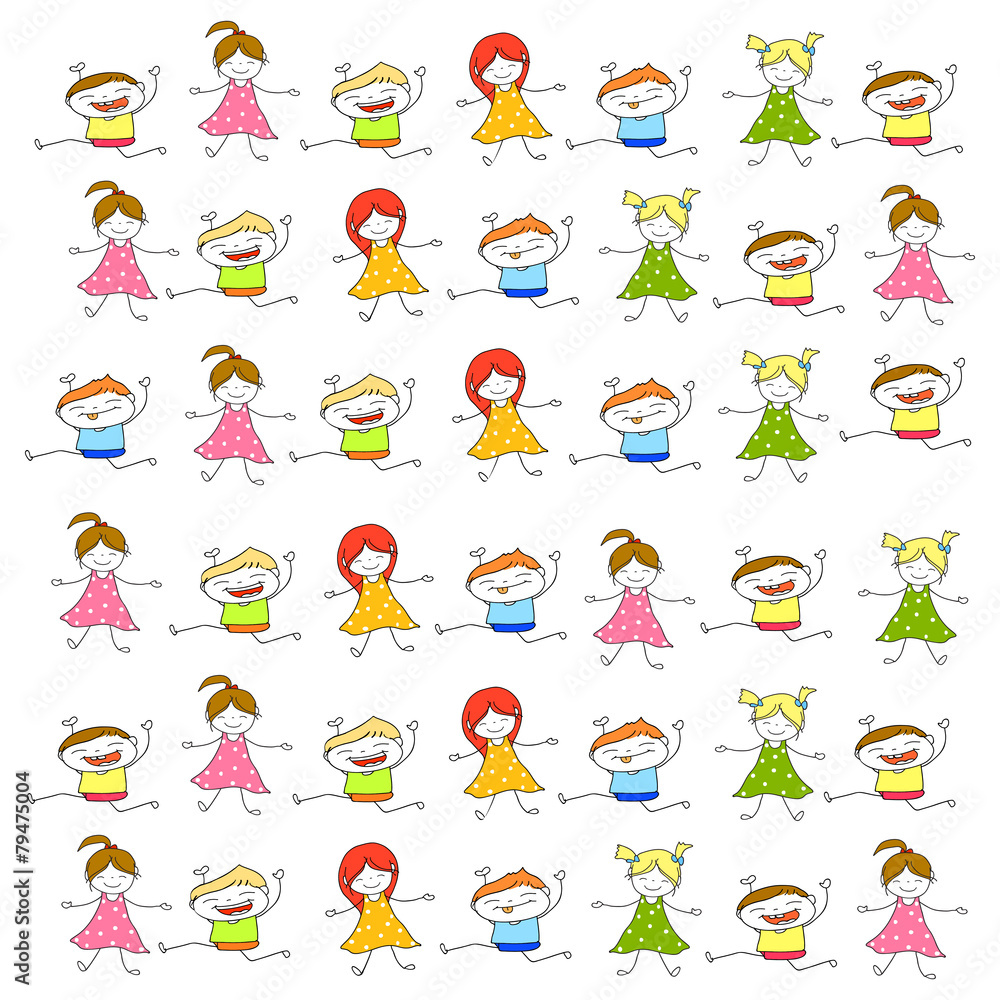 hand drawing cartoon character happy kids hand drawing cartoon character happy kids