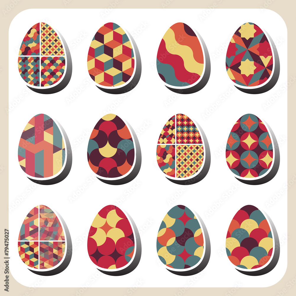 easter eggs retro pattern set