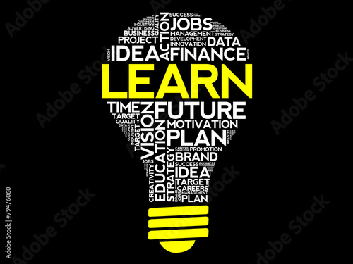 LEARN bulb word cloud, business concept