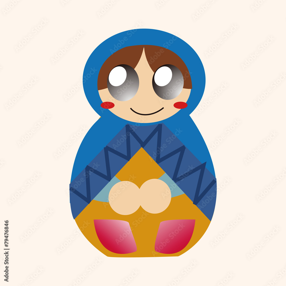 Fototapeta premium Matryoshka , Russian traditional wooden doll, vector pattern, el