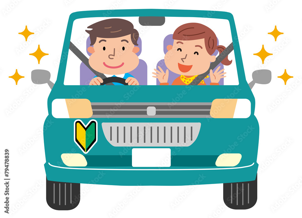 男女 車 ドライブ 初心者マーク シートベルト Stock イラスト Adobe Stock