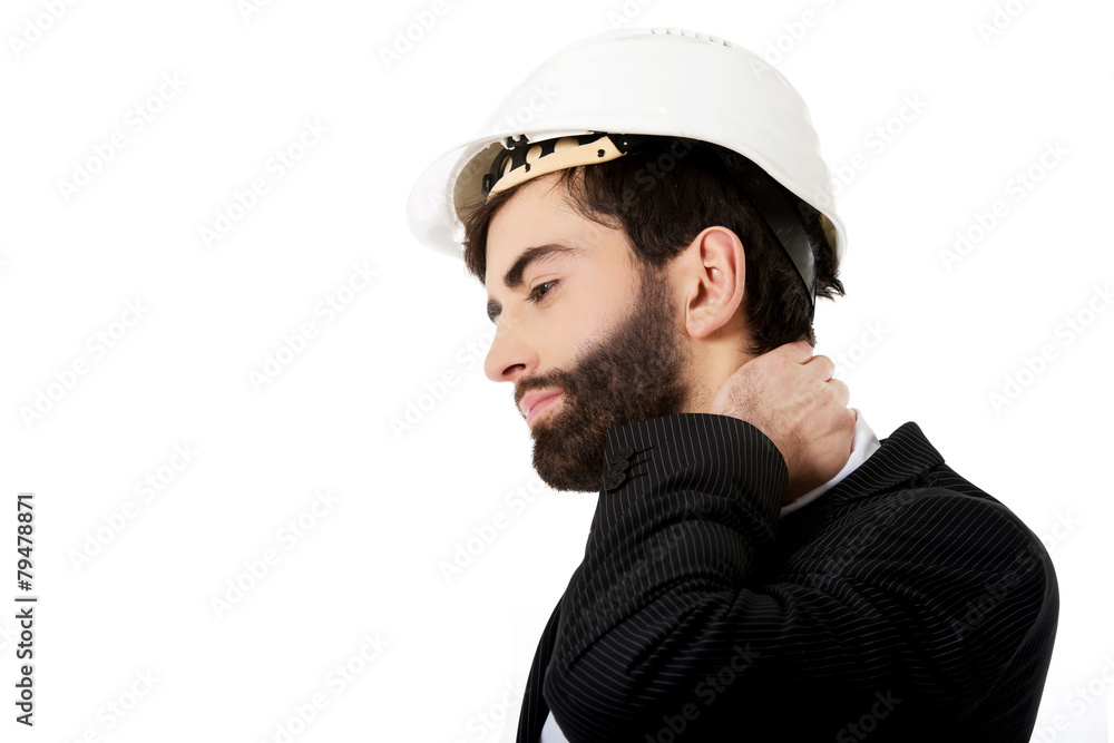 Businessman with shoulder pain. Businessman with shoulder pain.