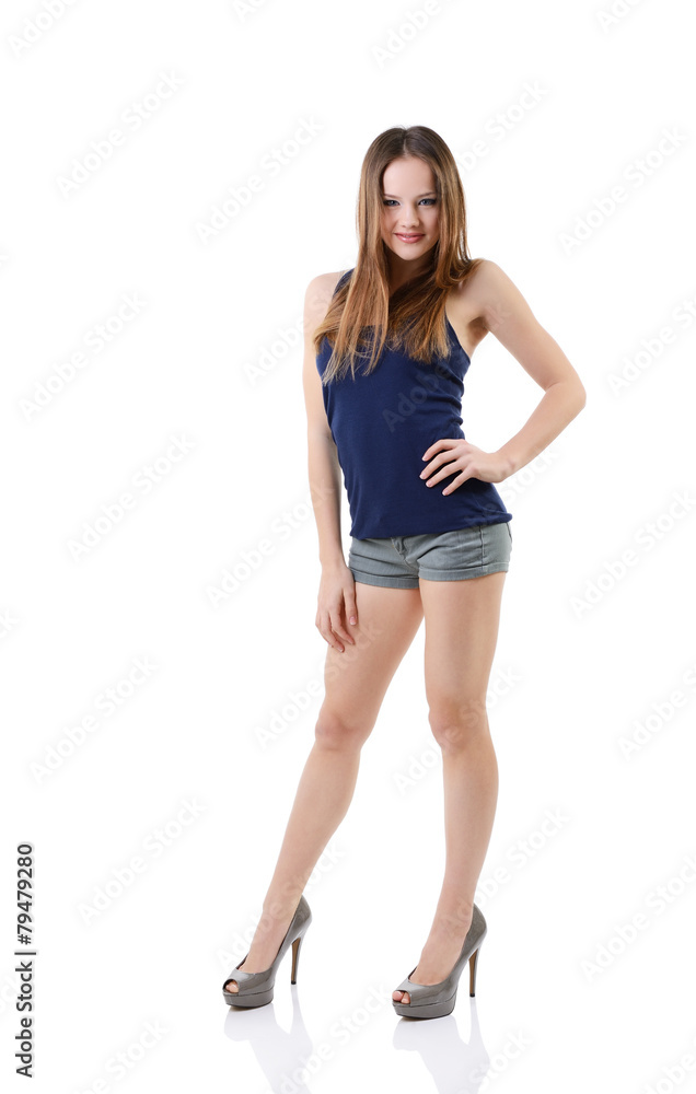 attractive happy teen girl full length portrait isolated on whit attractive happy teen girl full length portrait isolated on whit