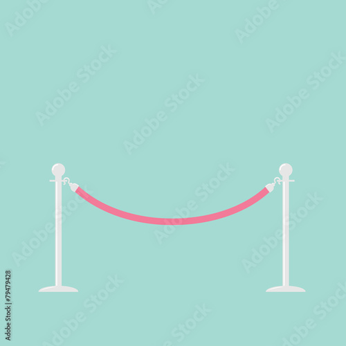 Pink rope barrier stanchions turnstile Flat design