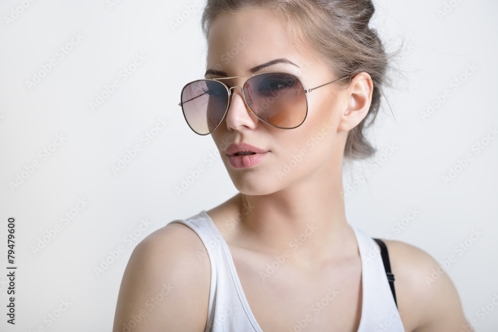 Beautiful girl with sun glasses. Sexy woman. Fashion girl. Beautiful girl with sun glasses. Sexy woman. Fashion girl.
