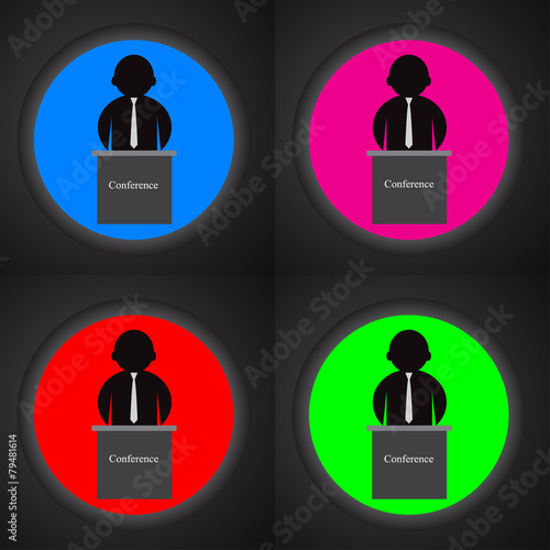 Business concept, fees for the conference, icon set.