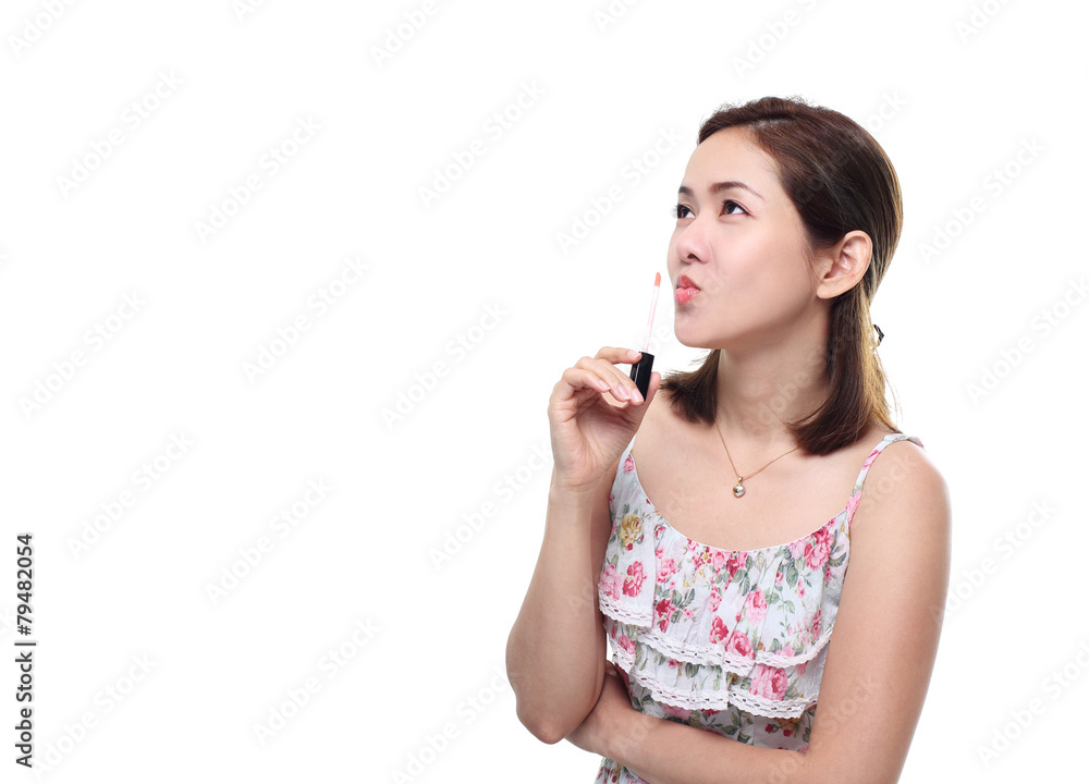 women asian happy smiling with eyelash curler isolated women asian happy smiling with eyelash curler isolated