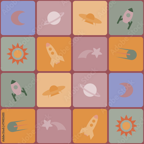 seamless background with space odjects