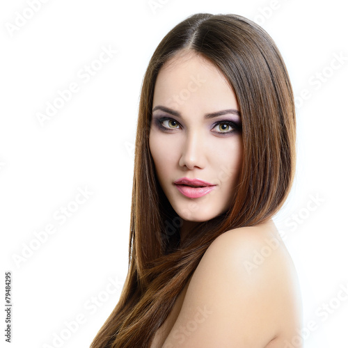 Beauty portrait of young woman with beautiful healthy face and l